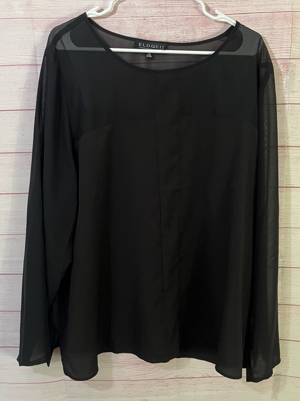 Eloquii Black Sheer Blouse Size 22